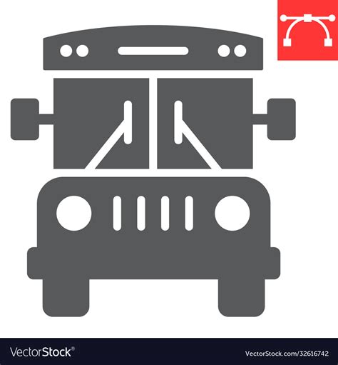 School Bus Glyph Icon And Education Royalty Free Vector