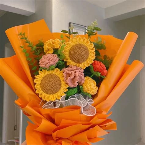 Pretty Crochet Sunflower Bouquet Available Now Flores Hechas A