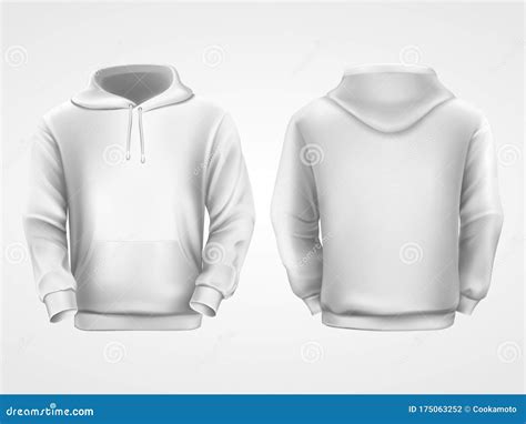 White Hoodie Sweatshirt Sportswear Mockup Stock Vector Illustration