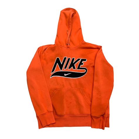 Nike Men's Orange and Black Hoodie | Depop