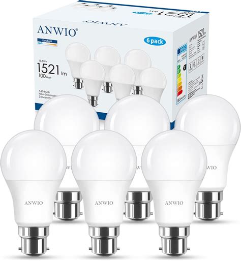 ANWIO B22 LED Bulbs Bayonet 100 Watt Equivalent High 1521Lm 13W Super