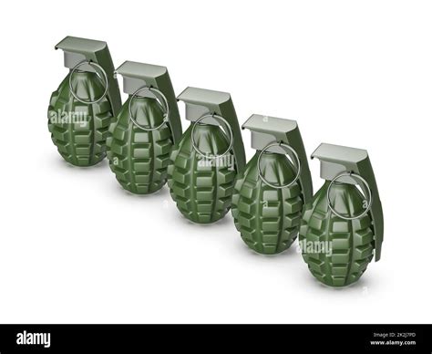 Five fragmentation hand grenades Stock Photo - Alamy