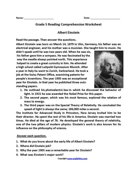 Fifth Grade Reading Worksheets Comprehension Worksheets Reading Comprehension Worksheets