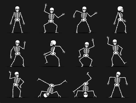 Skeleton Dance Animated Game Sprite Vector Set 12962642 Vector Art At