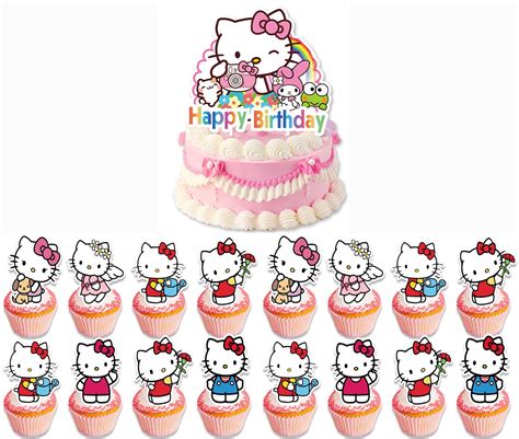 25pcs Hello Kitty Cake Toppers Cupcake Toppers Cake Decorationskitty