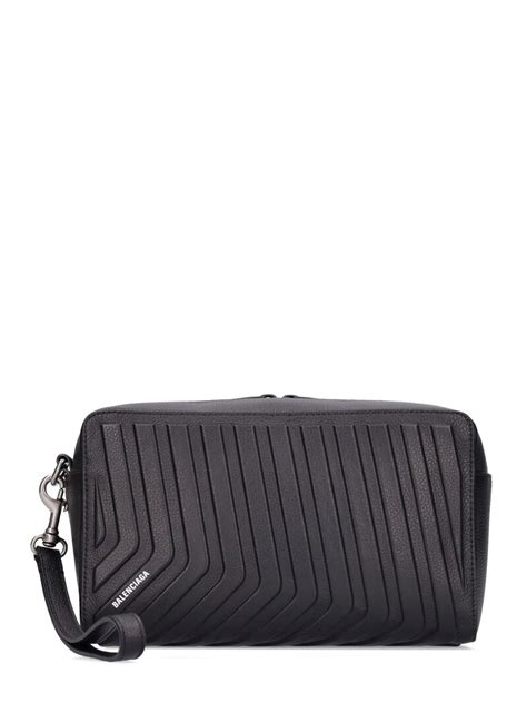 Balenciaga Trousse De Toilette En Cuir Emboss Voiture Noir