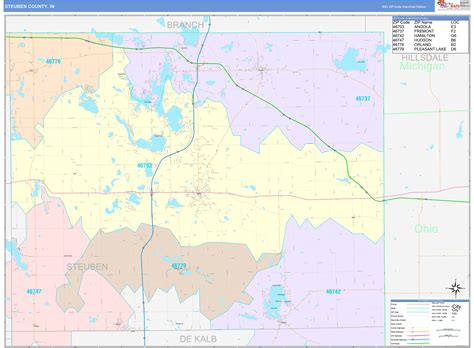 Steuben County, IN Wall Map Color Cast Style by MarketMAPS