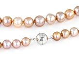 Pre Owned Genusis Pink Cultured Freshwater Pearl Rhodium Over Sterling