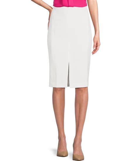 Kasper Stretch Crepe Front Slit Knee Length Pencil Skirt Dillards