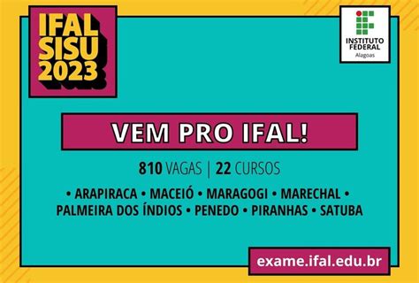 Confira as vagas do Ifal disponíveis no SISU 2023 1 Instituto Federal