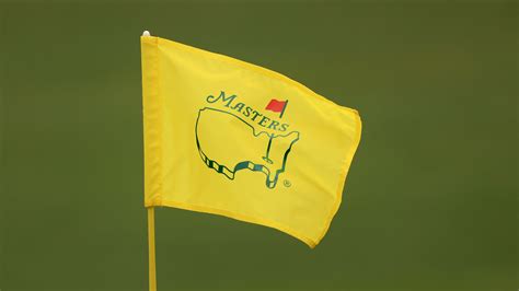 A Masters Pin Flag Unfurls At The No Green During The First Round Of