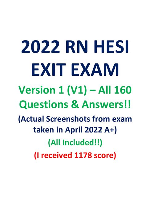 2022 RN HESI EXIT EXAM Version 1 V1 All 160 Questions Answers