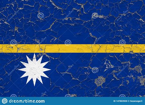 A Bandeira De Nauru Pintou Em Parede Suja Rachada Teste Padr O Nacional