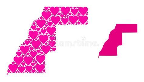 Pink Love Heart Pattern Map Of Western Sahara Stock Illustration