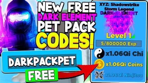 Free Dark Element Pet Pack Codes In Ninja Legends Roblox Youtube