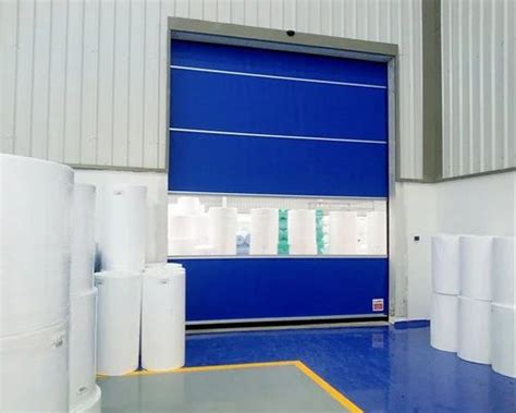 Blue Hinged High Speed Rollup Doors For Industrial Size Dimension