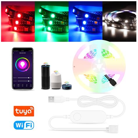 Usb li şerit Led ışıkları RGB 5050 5V Led ışıkları bant Tuya akıllı