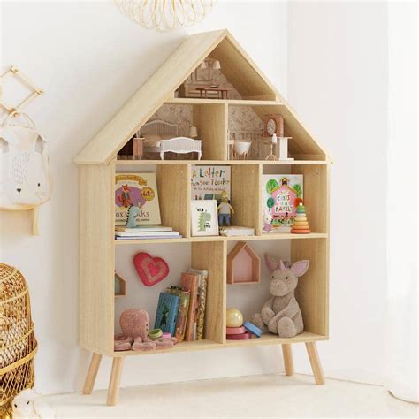 Lue Bona W 4 Tier Natural Wood Color Wooden Dollhouse