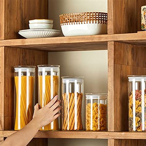 Zens Glass Canister Set Tall Clear Kitchen Canisters Jar With Airtight