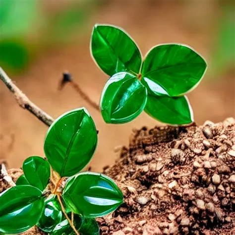 A Plant Growing Cut Emerald Gemstones Instead Of Fruit Stable