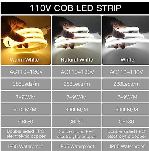 Cob Led Strip Ac 110v 220v Super Bright Warm White 3500k Cob Led Rope