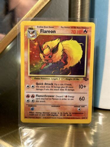 Tcg Pokemon Jungle Unlimited Flareon Holo Rare Ebay