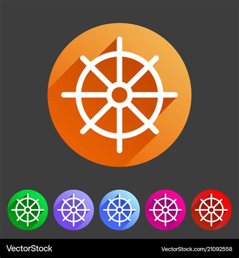 Dharma Wheel Dharmachakra Buddhism Icon Flat Web Vector Image