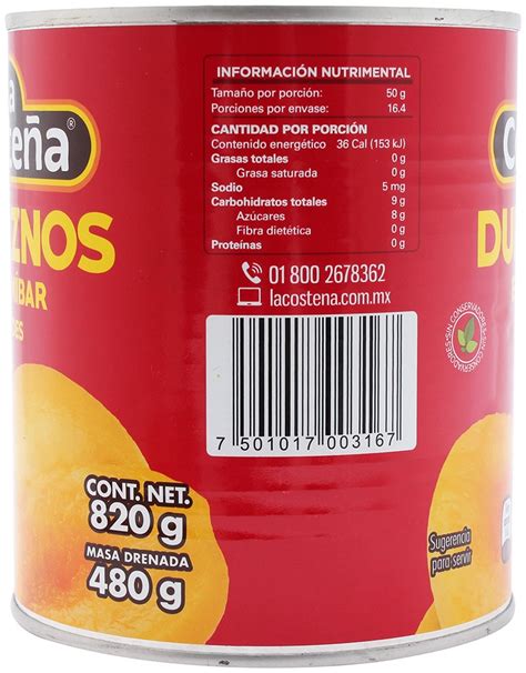 Duraznos En Mitades La Costeña 820 Gr Mercado Libre