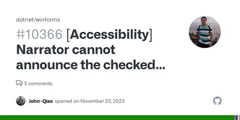 Accessibility Narrator Cannot Announce The Checked Status For