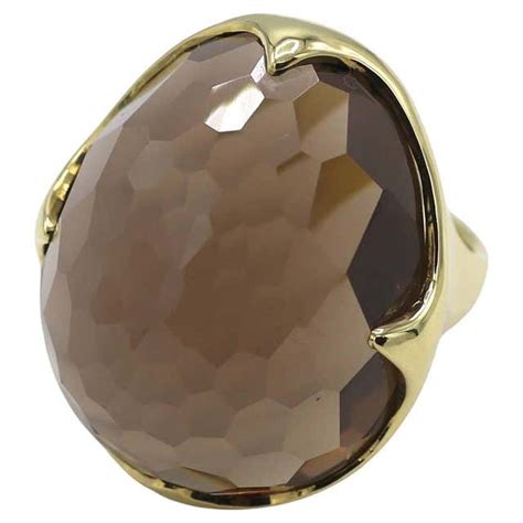 1960s Retro Smoky Quartz 18 Karat Yellow Gold Ring For Sale At 1stdibs