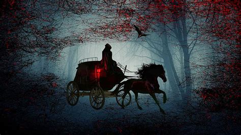 Dark Night Horse Forest Scary Forest Cloak Halloween Dark Horse