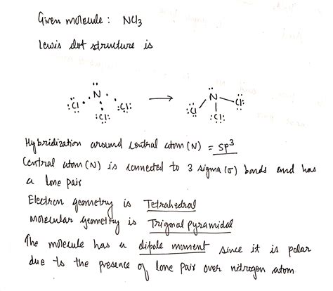 Solved Draw The Lewis Dot Structure For Ncl3 Using The Vesper Give