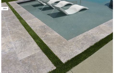 Silver Travertine Unfilled Tumbled Pool Paving Tiles Pool Coping