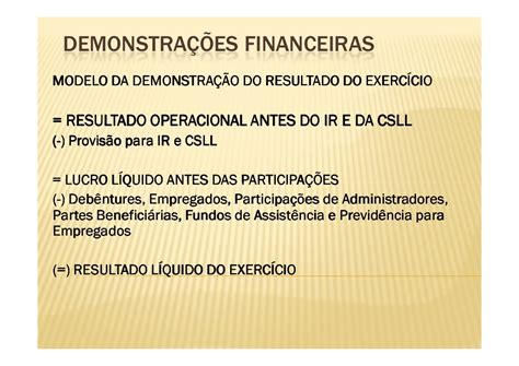 Estrutura Da Demonstra Das Demonstracoes Financeiras Respostas Exer