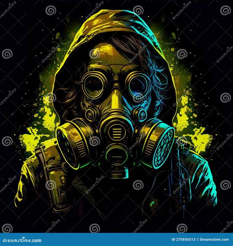 Stylized Portrait Of A Person Wearing A Gas Mask Stock Illustration