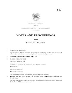 Fillable Online Parliament Nsw Gov Votes And Proceedings Parliament