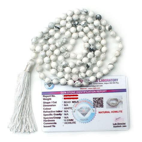 Remedywala Certified Natural Crystal White Howlite Mala Natural Crystal