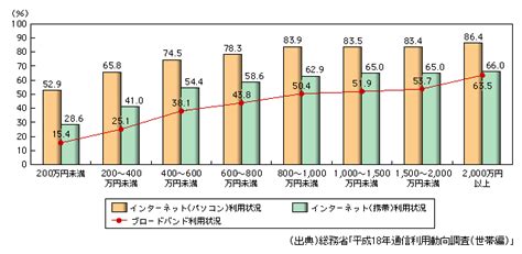 （2）所得から見たデジタル・ディバイド ： 平成19年版 情報通信白書