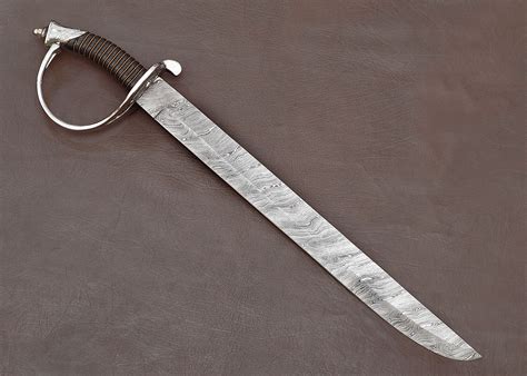 24 Damascus Cutlass Sword Silver Sword Art Tactical Etsy Australia