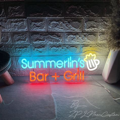 Custom Bar And Grill Neon Sign Custom Bar Neon Sign Club Bar Etsy