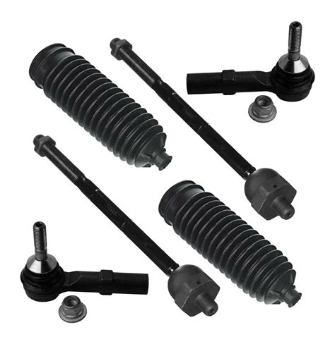 6 Pc Front Inner Outer Tie Rod Ends Rack And Pinion Bellow Boots