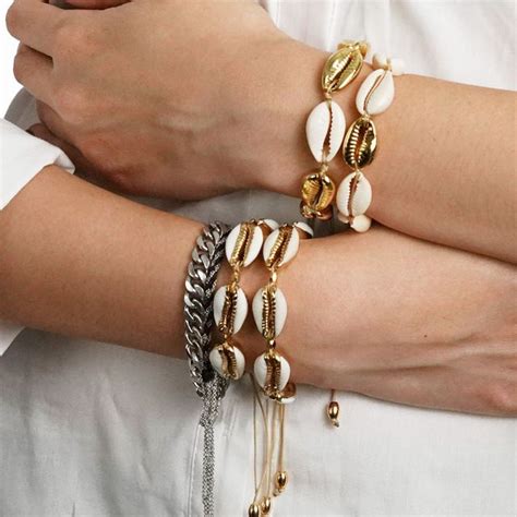 Fashion Cowrie Shell Jewelry Bracelets For Women Delicate Gold Color