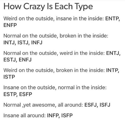 How crazy each type is | Infp personality type, Infp personality, Enfp ...