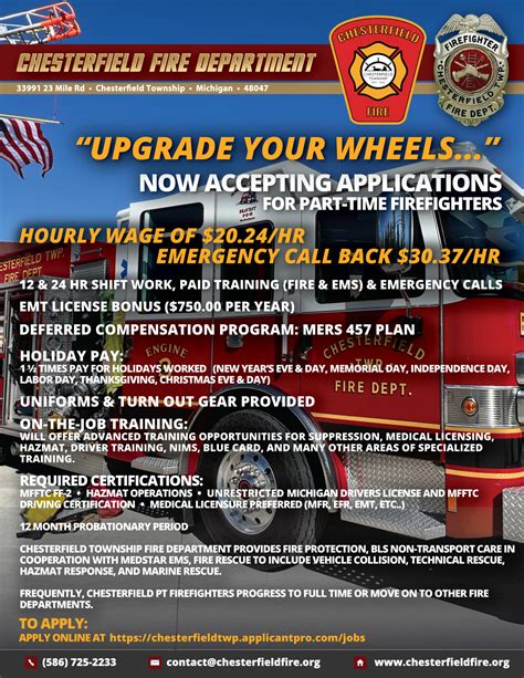 Accepting Applications For Part Time Firefighters Chesterfield Fire Department