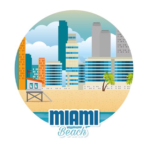 Premium Vector Miami Beach Cityscape Scene Vector Illustration Design