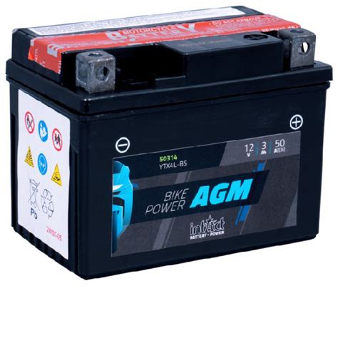 Intact Bike Power Agm Battery Ytx L Bs V Ah Tem Niotis