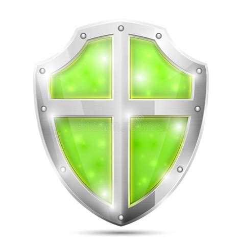 Glossy Magic Green Shield Icon Stock Vector Illustration Of Protect