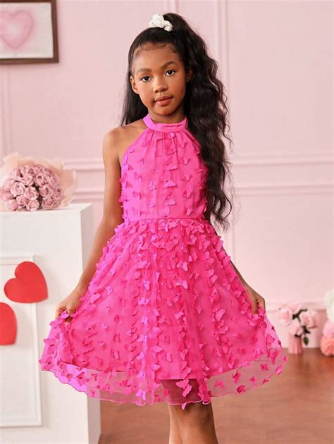 SHEIN Tween Girl Sweet And Cool Sleeveless Woven Solid Color Halter