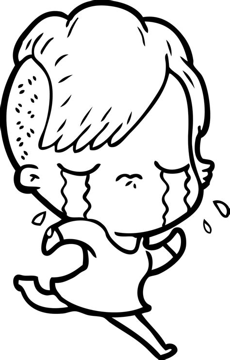 Cartoon Crying Girl Running Away 12479955 Vector Art At Vecteezy
