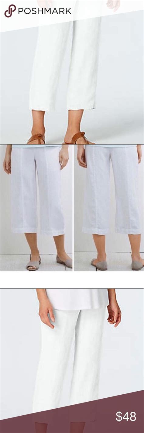 J Jill Pure Jill White Linen Crop Pant L 14 16 Cropped Linen Pants